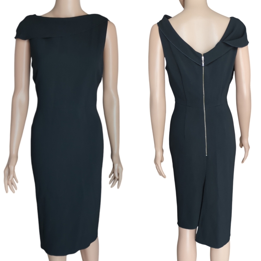 Rachel Roy drape neck sheath dress asymmetrical hem